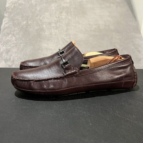 Cole Haan Wyatt Leather Bit Loafers Mens 11 M Brown Perforated Leather Driver - Picture 3 of 11